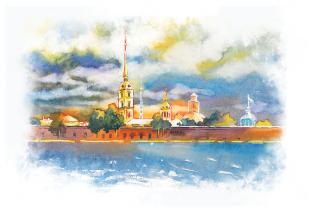 Открытка Санкт-Петербург акварель «Петропавловская крепость»