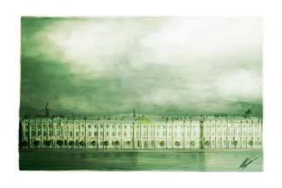 Открытка Санкт-Петербург карандаш «Эрмитаж, Зимний дворец»
