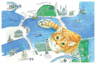 Открытка Петербургские коты «Карта»