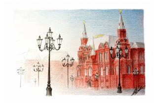 Открытка Москва карандаш «Исторический музей»